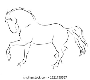 Caballo negro sobre fondo blanco. Gráfico vectorial.