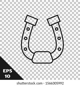 Black line Horseshoe icon isolated on transparent background.  Vector Illustration