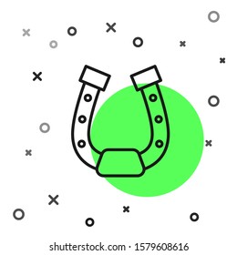 Black line Horseshoe icon isolated on white background.  Vector Illustration