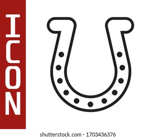 Black line Horseshoe icon isolated on white background.  Vector Illustration
