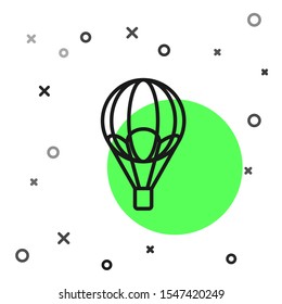 Black line Hot air balloon icon isolated on white background. Air transport for travel.  Vector Illustration