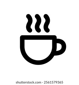 black line hot coffee cup icon 