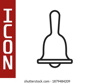Black line Hotel service bell icon isolated on white background. Reception bell.  Vector