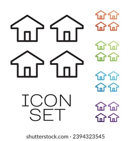 Black line House icon isolated on white background. Real estate agency or cottage town elite class. Set icons colorful. Vector