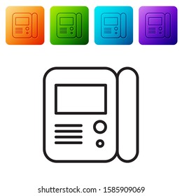 Black line House intercom system icon isolated on white background. Set icons in color square buttons. Vector Illustration
