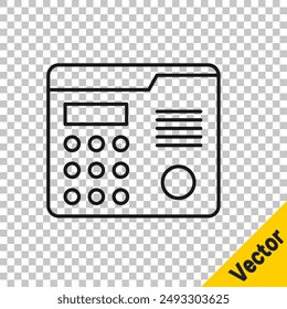 Black line House intercom system icon isolated on transparent background.  Vector Illustration