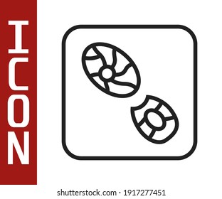 Black line Human footprints shoes icon isolated on white background. Shoes sole.  Vector