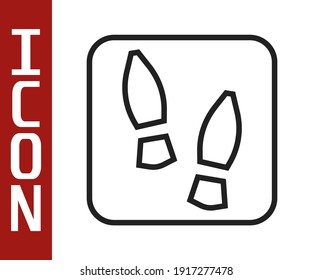 Black line Human footprints shoes icon isolated on white background. Shoes sole.  Vector