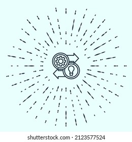 Línea negra Icono de recursos humanos aislado en fondo gris. Concepto de gestión de los recursos humanos, investigación del personal profesional, trabajo de cazador jefe. Resumen de puntos aleatorios de círculo. Vector