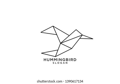 black line hummingbird logo origami abstract polygon icon designs vector illustration flat