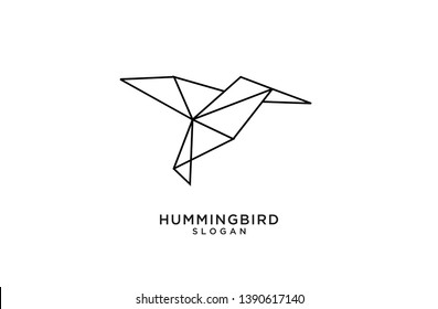 black line hummingbird logo origami abstract polygon icon designs vector illustration flat