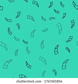 Black line Hunting horn icon isolated seamless pattern on green background. Vector