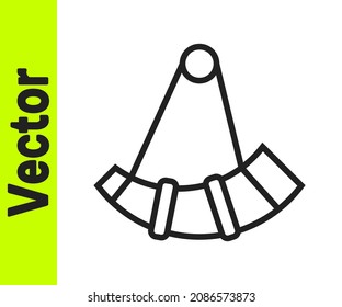 Black line Hunting horn icon isolated on white background.  Vector