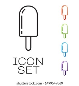 Black line Ice cream icon isolated on white background. Sweet symbol. Set icons colorful. Vector Illustration