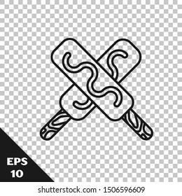 Black line Ice cream icon isolated on transparent background. Sweet symbol.  Vector Illustration