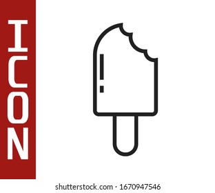 Black line Ice cream icon isolated on white background. Sweet symbol.  Vector Illustration