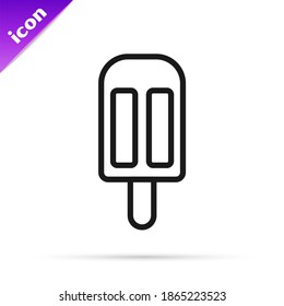 Black line Ice cream icon isolated on white background. Sweet symbol.  Vector