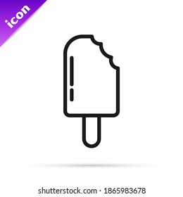 Black line Ice cream icon isolated on white background. Sweet symbol.  Vector