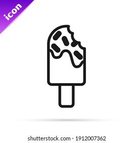 Black line Ice cream icon isolated on white background. Sweet symbol.  Vector