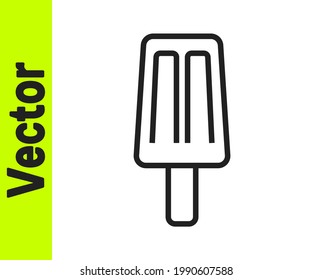 Black line Ice cream icon isolated on white background. Sweet symbol.  Vector