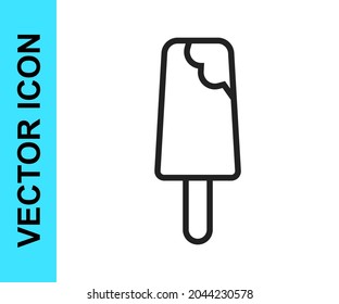 Black line Ice cream icon isolated on white background. Sweet symbol.  Vector