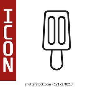 Black line Ice cream on stick icon isolated on white background. Sweet symbol.  Vector