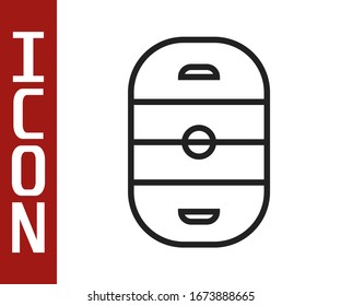Black line Ice hockey rink icon isolated on white background. Hockey arena.  Vector Illustration