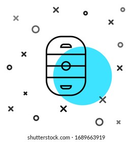 Black line Ice hockey rink icon isolated on white background. Hockey arena. Random dynamic shapes. Vector Illustration