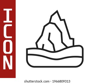 Black line Iceberg icon isolated on white background.  Vector