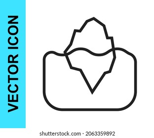 Black line Iceberg icon isolated on white background.  Vector