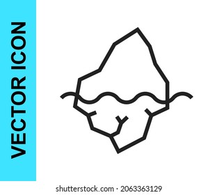 Black line Iceberg icon isolated on white background.  Vector