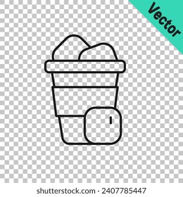 Black line Iced coffee icon isolated on transparent background.  Vector