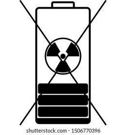 Black line icon  battery danger