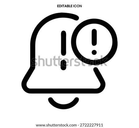A black line icon of a bell with an exclamation point, representing a notification or alert.