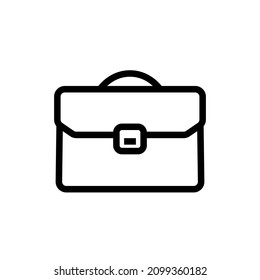 Un icono de línea negra de un maletín se aísla sobre un fondo blanco. Icono del vector.