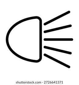 Linha preta ícone do farol do carro com feixes de luz