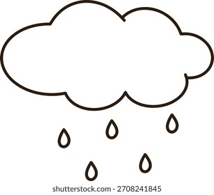Schwarze Linie Symbol der Wolke mit Regentropfen