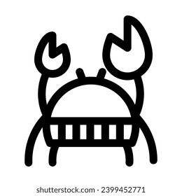 Black line icon of a crab.