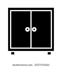 black line icon cupboard white background