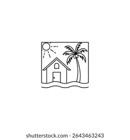Black line icon design illustration of house	