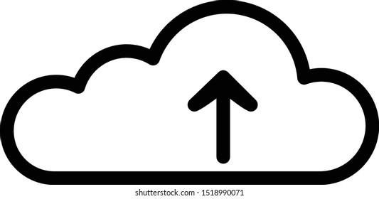 Black line icon download cloud