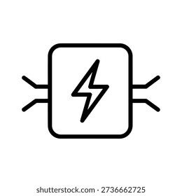 Black line icon of an electrical power adapter or converter isolated on