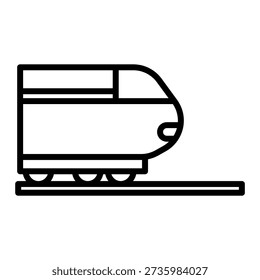 Black line icon high speed train. Minimalist transportation and vehicles outline symbol design.