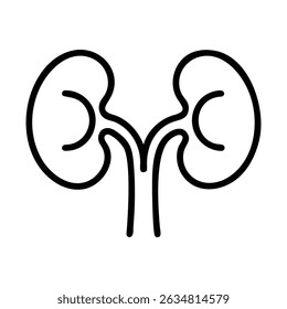 Ícone de linha preta de um rim humano, ideal para projetos médicos, anatômicos ou de assistência médica.