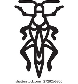 Schwarzes Liniensymbol eines Insekts, das von oben betrachtet wird. Minimales Umrisssymbol, das Insekten-, Käfer-, Wildtier-, Natur-, Biologie- und Entomologiekonzepte darstellt. Einzeln auf weißem Hintergrund.