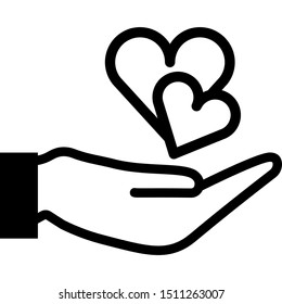 Black line icon with love