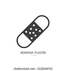 Icono de línea negra de yeso medicinal aislado sobre fondo blanco. Ilustración vectorial.
