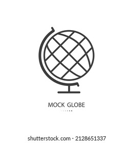 Black line icon of mock global isolated on white background. Vector illustration.