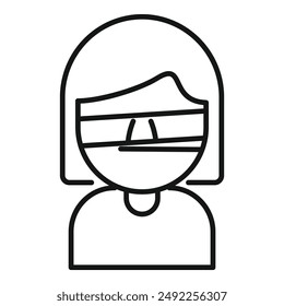 Black line icon of a person with a face mask, representing health precautions