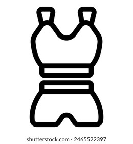 Black line icon of a protective safety vest and harness for construction or industrial use